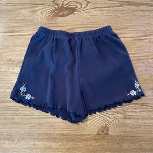 Vintage Y2K 2000 Gymboree Navy Blue Floral Embroidered Cotton Shorts